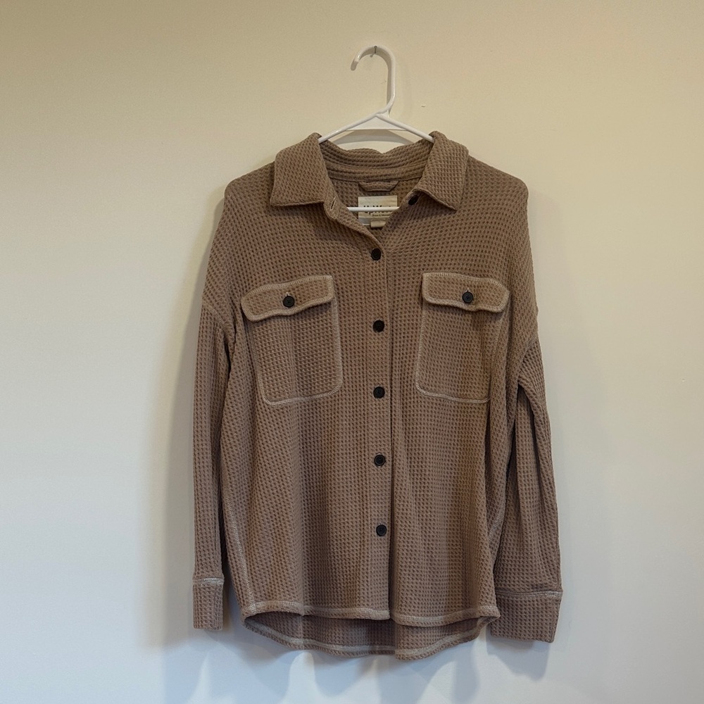 Upwest Tan Waffle Knit Button-Up Shirt